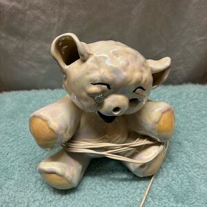 Source Unknown Iridescent Ceramic Bear with Cream and Gold Hues